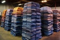 stacks of finished jeans ready for shipment