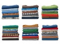Stacks of folded clothes, isolated on white background Royalty Free Stock Photo
