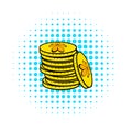 Stacks of gold coins icon, comics style Royalty Free Stock Photo