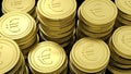 Stacks of golden coins with Euro symbol Royalty Free Stock Photo