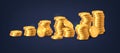 Stacks Of Golden Coins Symbolize Wealth, Success And Prosperity In Finance And Investment In The Economy And Banking