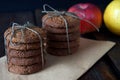 Stacks of homemade oatmeal cookies Royalty Free Stock Photo