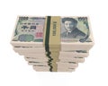 Stacks of 1000 Japanese Yen Isolated