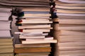 Stacks of large books piled high on top of each other Royalty Free Stock Photo