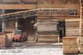 Stacks of lumber in a sawmill