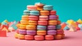 Stacks of macaroons, a symphony of colors and layers, forming towers of heavenly confections