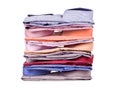 Stacks of many colored clothes Royalty Free Stock Photo