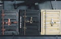 Stacks of metal military ammunition boxes Royalty Free Stock Photo