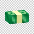 Stacks of money cash. Vector illustration in flat design on isolated background Royalty Free Stock Photo