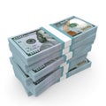 Stacks of money. New one hundred dollars. Royalty Free Stock Photo