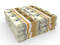 Stacks of money. Two hundred euros. Royalty Free Stock Photo