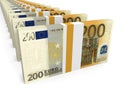 Stacks of money. Two hundred euros. Royalty Free Stock Photo