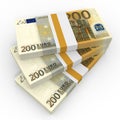 Stacks of money. Two hundred euros. Royalty Free Stock Photo