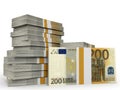 Stacks of money. Two hundred euros. Royalty Free Stock Photo
