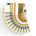 Stacks of money. Two hundred euros. Royalty Free Stock Photo