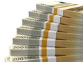 Stacks of money. Two hundred euros. Royalty Free Stock Photo