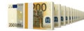 Stacks of money. Two hundred euros. Royalty Free Stock Photo