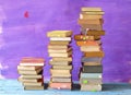 Stacks of multicolored books. Reading, education, literature, learning, relaxing, book fair concept Royalty Free Stock Photo