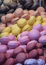 Stacks of multicoloured Macaroon biscuits