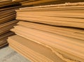 Stacks of old MDF of poor quality Royalty Free Stock Photo