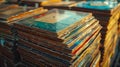 Stacks of old vinyl records. Royalty Free Stock Photo