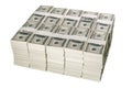 Stacks of one million US dollars in hundred dollar banknotes Royalty Free Stock Photo