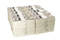 Stacks of one million US dollars in hundred dollar banknotes