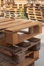 Three stacks of wooden pallets Royalty Free Stock Photo