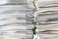 Stacks of paper files work desk office, business report papers,piles of unfinished documents achieves Royalty Free Stock Photo