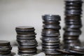 Stacks and Piles of Coins. Royalty Free Stock Photo