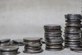 Stacks and Piles of Coins. Royalty Free Stock Photo