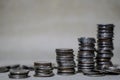 Stacks and Piles of Coins. Royalty Free Stock Photo