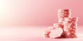 Stacks of pink poker chips are displayed on a smooth surface, reflecting the lively atmosphere of casino gaming Royalty Free Stock Photo