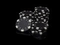 Stacks of poker chips black background Royalty Free Stock Photo