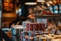 stacks of poker chips on a gaming table in casino, close up shot of piled up gambling chips, casino banner concept with Royalty Free Stock Photo