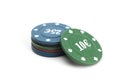 Stacks of poker chips are isolated on a white background Royalty Free Stock Photo