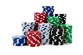 Stacks of poker chips on white Royalty Free Stock Photo