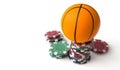 Stacks of poker chips on a white background Royalty Free Stock Photo
