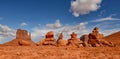 Stacks of prayer rocks or cairns lined up Royalty Free Stock Photo