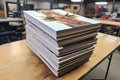 stacks of printed magazines ready for delivery Royalty Free Stock Photo