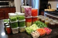 stacks of raw ingredients ready to be prepared