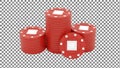 Stacks of Red Poker Chips Royalty Free Stock Photo
