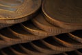 Stacks of Russian coins. Dark background