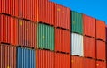 Colorful Shipping Containers Stacked for International shipment Royalty Free Stock Photo