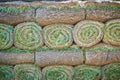 Stacks of sod rolls for new lawn Royalty Free Stock Photo