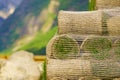 Stacks of sod rolls for new lawn Royalty Free Stock Photo