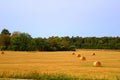 Stacks of straw - bales of hay, rolled into stacks Royalty Free Stock Photo