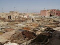 Stacks in a tannery in Marrakech. Morocco Royalty Free Stock Photo