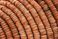 Stacks of Terracotta Pots Displayed Outdoors in an Artistic Arrangement Royalty Free Stock Photo