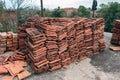 Stacks of ceramic roofing tiles Royalty Free Stock Photo